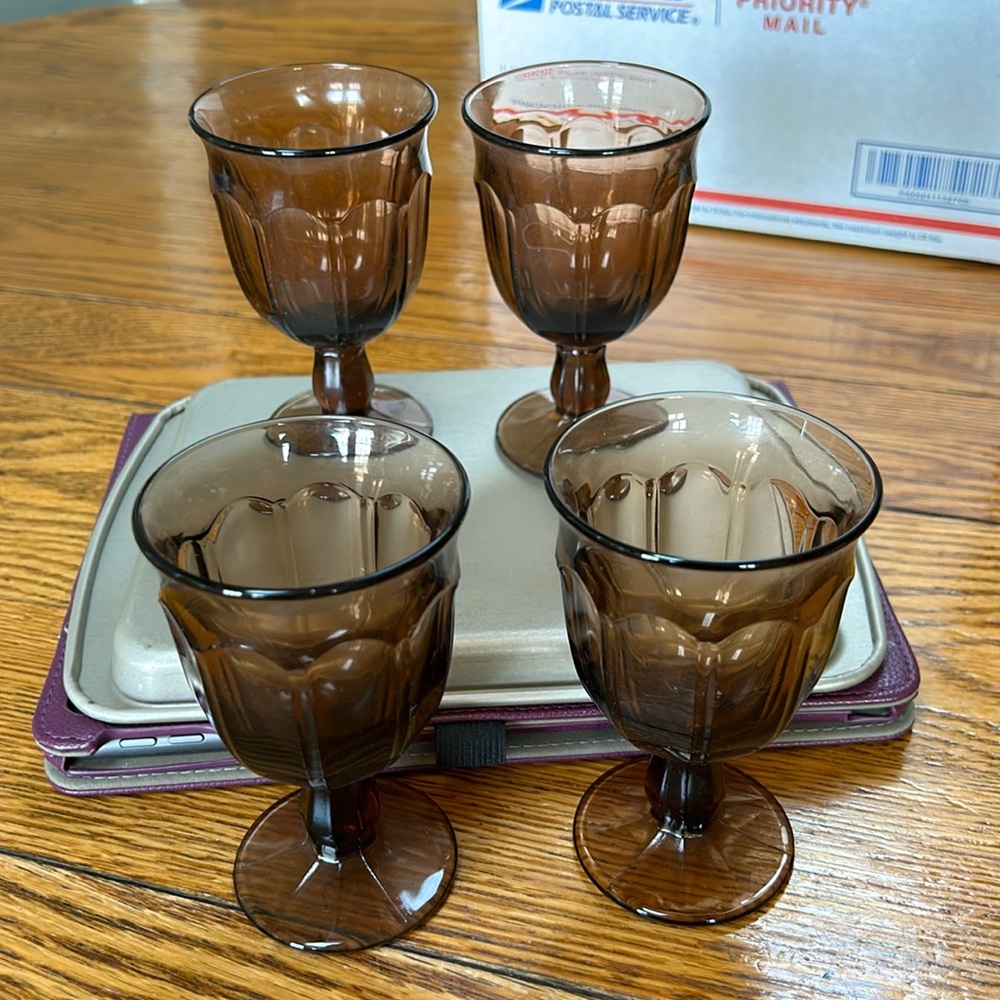 Noritake Provincial Smoked Brown stemware. Set of 4. Great condition.